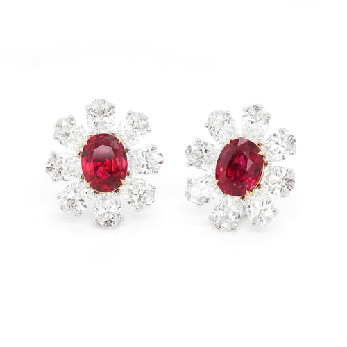 ER-23011-3.23  3.09 cts Unheated Ruby with Diamond Earrings (ENQUIRE)