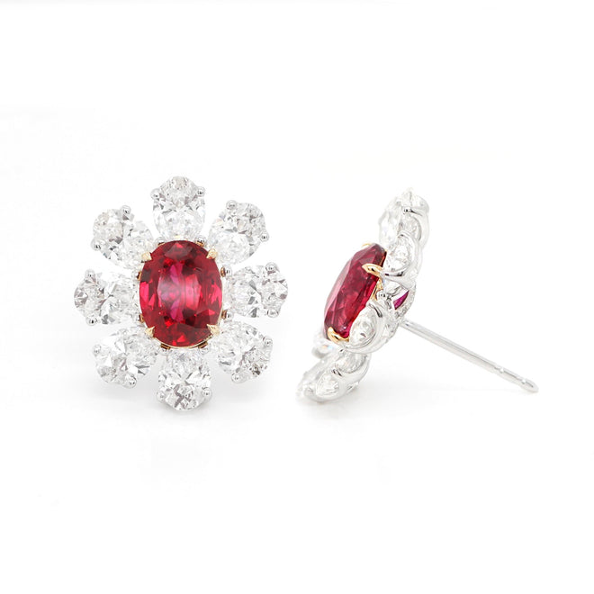 ER-23011-3.23  3.09 cts Unheated Ruby with Diamond Earrings (ENQUIRE)