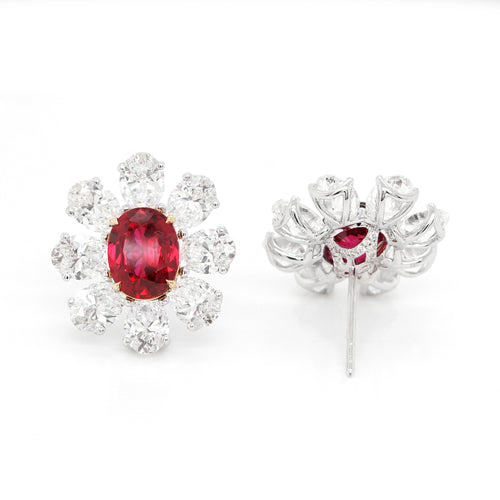 ER-23011-3.23  3.09 cts Unheated Ruby with Diamond Earrings (ENQUIRE)