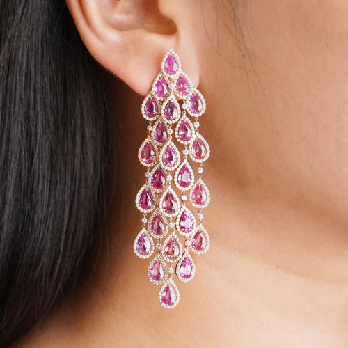 ES-24008-23.04 cts Pear Shape Fancy Pink Sapphire Earrings (ENQUIRE)