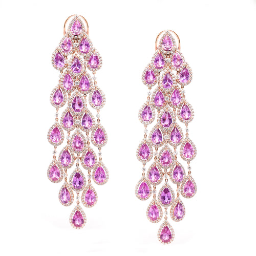 ES-24008-23.04 cts Pear Shape Fancy Pink Sapphire Earrings (ENQUIRE)