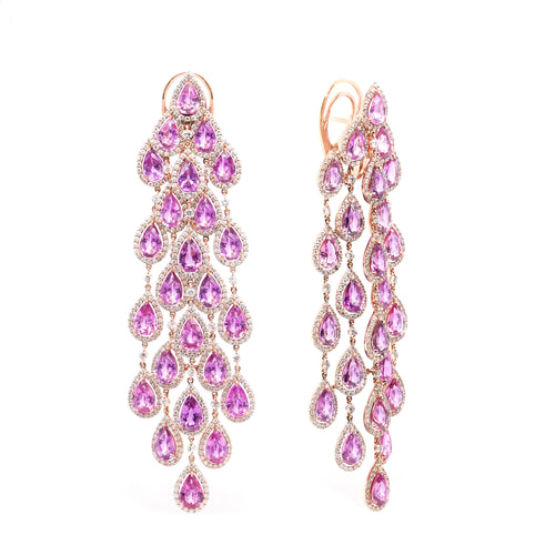 ES-24008-23.04 cts Pear Shape Fancy Pink Sapphire Earrings (ENQUIRE)