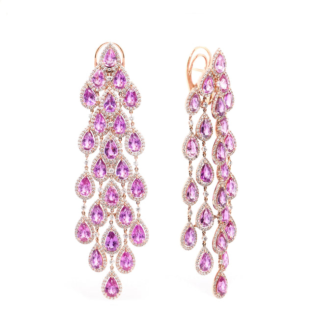 ES-24008-23.04 cts Pear Shape Fancy Pink Sapphire Earrings (ENQUIRE)