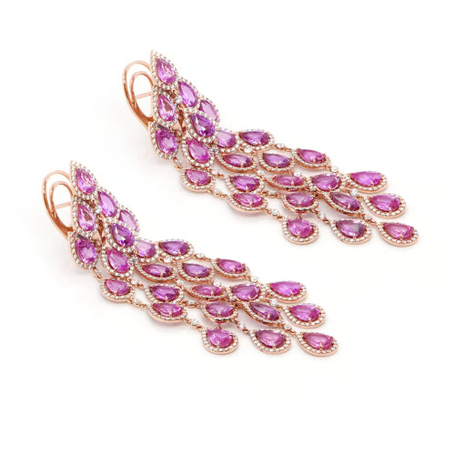 ES-24008-23.04 cts Pear Shape Fancy Pink Sapphire Earrings (ENQUIRE)