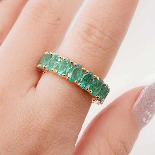 ETN-RE-23015-8.14 cts Oval Emerald Eternity Ring