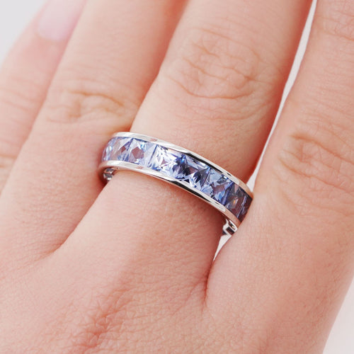 ETN-RS-25003-6.60 cts French Cut Blue Sapphire Eternity Ring