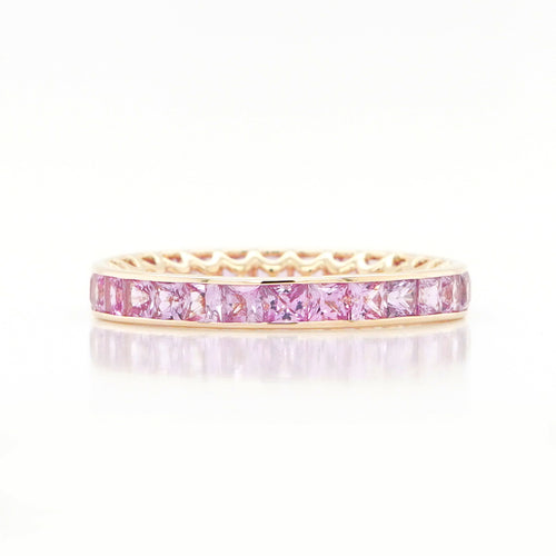 3.05 cts Princess Fancy Pink Sapphire Eternity Ring