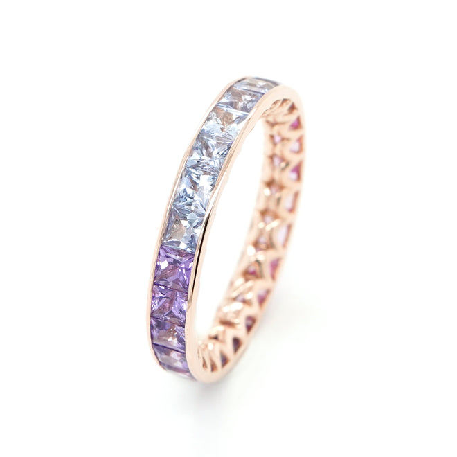  3.25 cts Princess Fancy Sapphire Eternity Ring