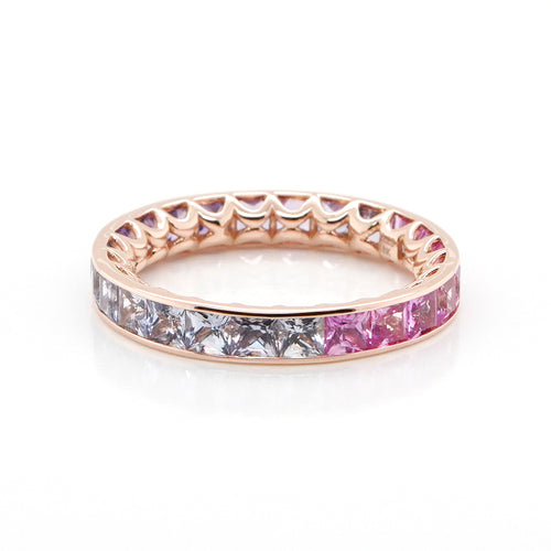  3.25 cts Princess Fancy Sapphire Eternity Ring