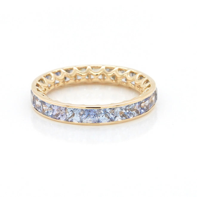 3.29 cts Princess Fancy Sapphire Eternity Ring