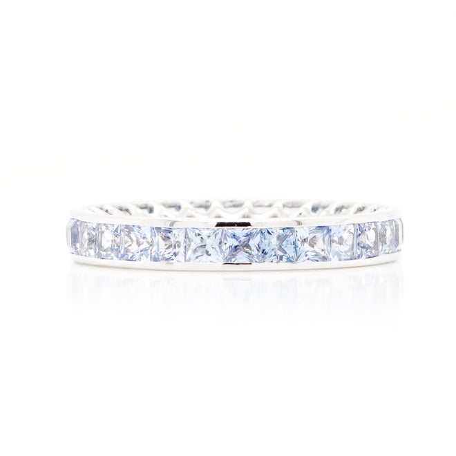 3.01 cts Blue Princess Sapphire Eternity Ring