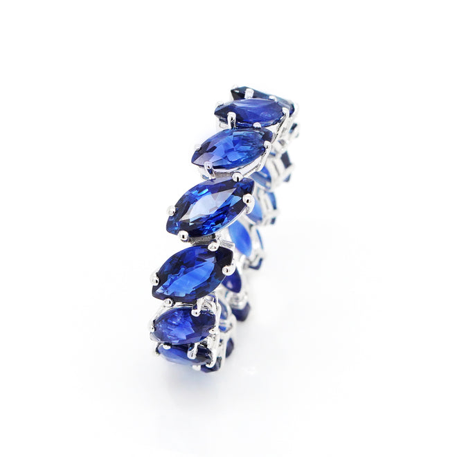 6.78 cts Blue Marquise Sapphire Eternity Ring