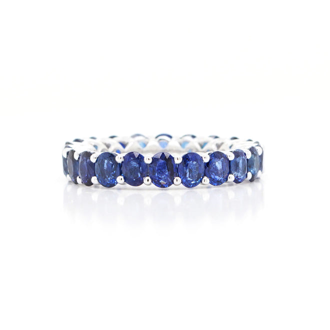  6.41 cts Oval Blue Sapphire Eternity Ring