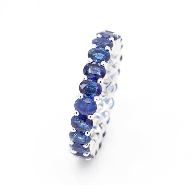 6.41 cts Oval Blue Sapphire Eternity Ring