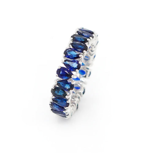 ETN RS-23063-5.84 cts Pear Shape Blue Sapphire Eternity Ring