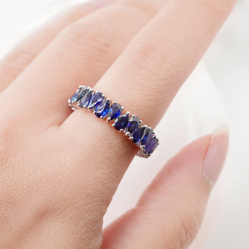 ETN RS-23063-5.84 cts Pear Shape Blue Sapphire Eternity Ring