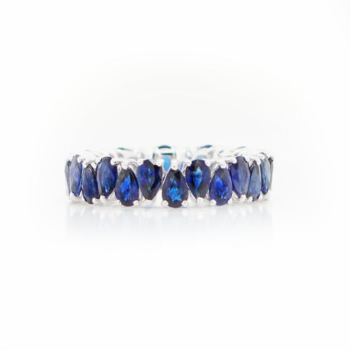 ETN RS-23063-5.84 cts Pear Shape Blue Sapphire Eternity Ring