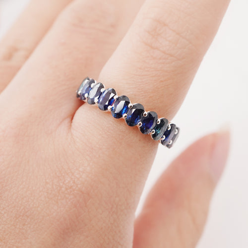 ETN RS-23064-6.50 cts Oval Blue Sapphire Eternity Ring