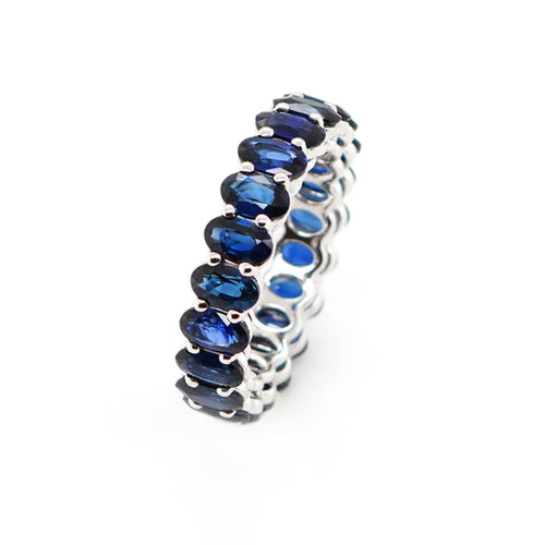 6.50 cts Oval Blue Sapphire Eternity Ring