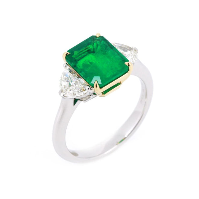 2.291 cts Colombian Emerald with Diamond Ring