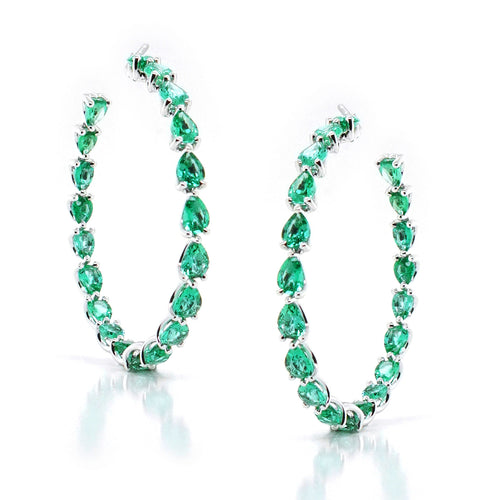  7.12 cts Pear Shape Emerald Eternity Hoops