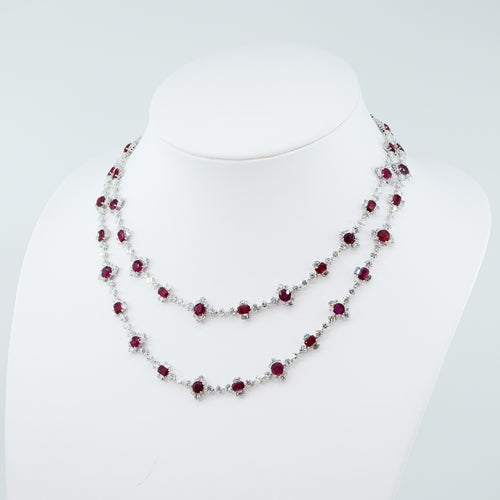 28.00 cts Burmese Ruby with Diamond Necklace