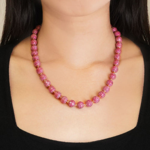 NR-24002-51.21 cts Round Ruby Necklace 