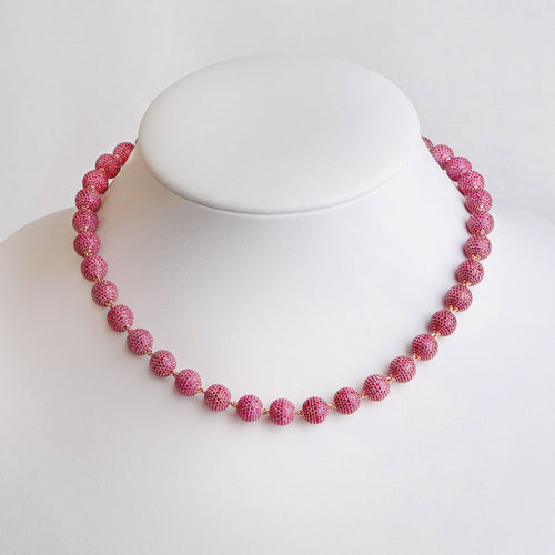 NR-24002-51.21 cts Round Ruby Necklace 