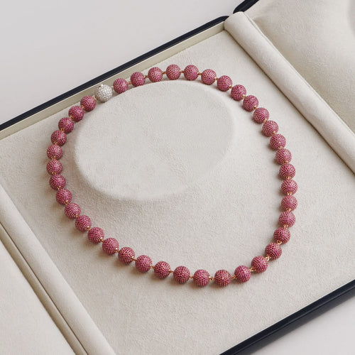 NR-24002-51.21 cts Round Ruby Necklace 