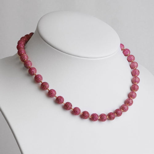 NR-24002-51.21 cts Round Ruby Necklace 