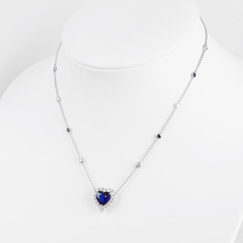 NS-25001-6.126  0.52 cts Heart Shape Blue Sapphire Necklace