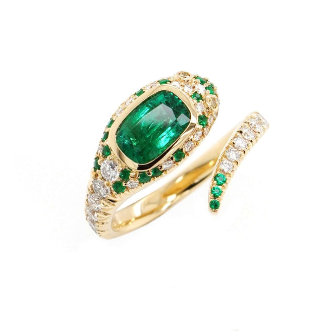 0.97 cts Emerald Snake Ring