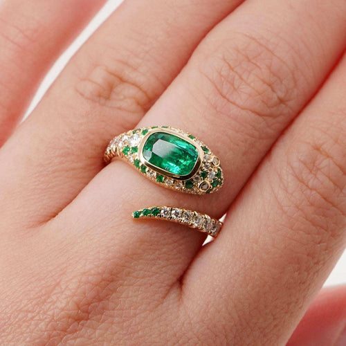 0.97 cts Emerald Snake Ring