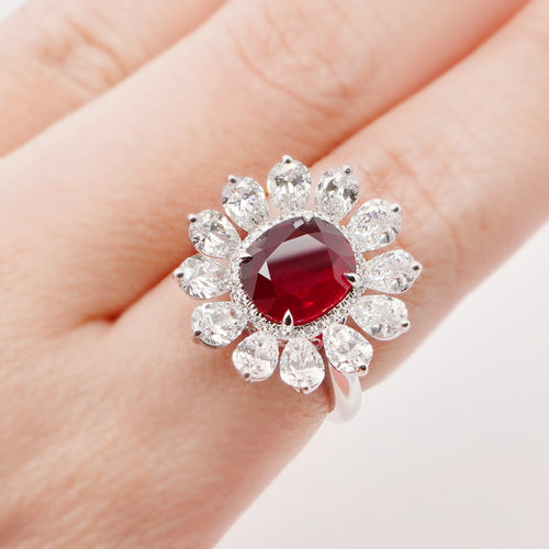 4.05 / 3.21 cts Ruby with Diamond Ring (ENQUIRE)