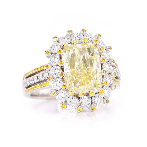 3.51 cts Radiant Yellow Diamond Ring