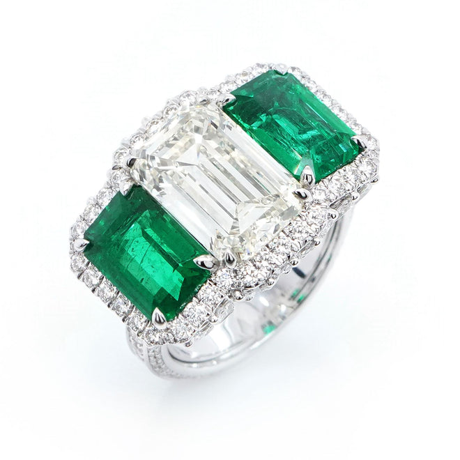 RD-19056-3.97 cts Emerald Cut Fancy Diamond Ring