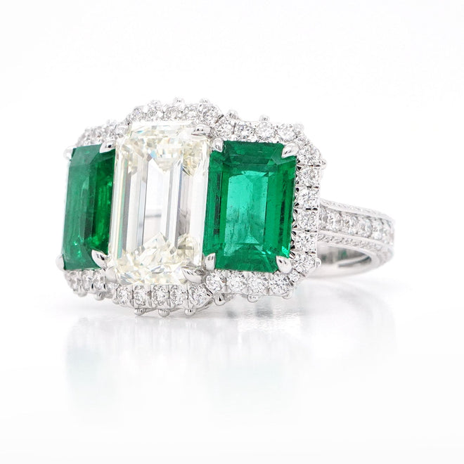 RD-19056-3.97 cts Emerald Cut Fancy Diamond Ring