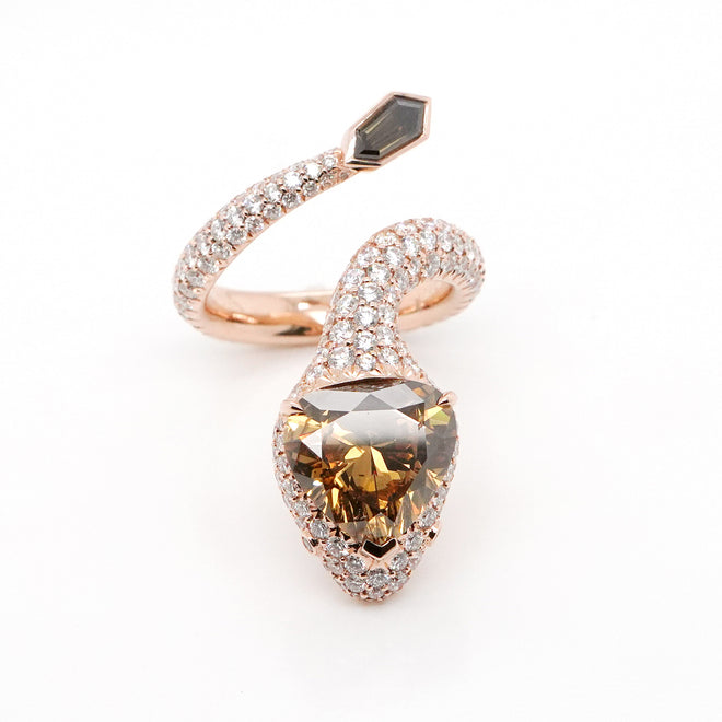 5.03 cts Heart Shape Brown Diamond Ring