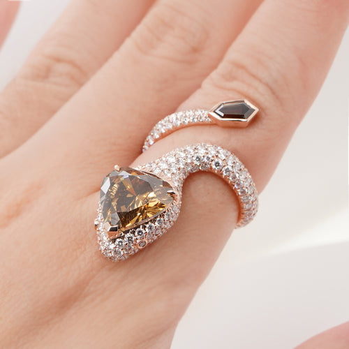 5.03 cts Heart Shape Brown Diamond Ring