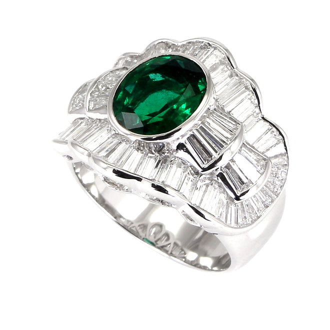  2.09 cts Emerald with Diamond Ring