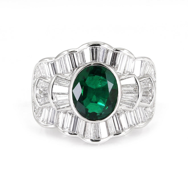  2.09 cts Emerald with Diamond Ring