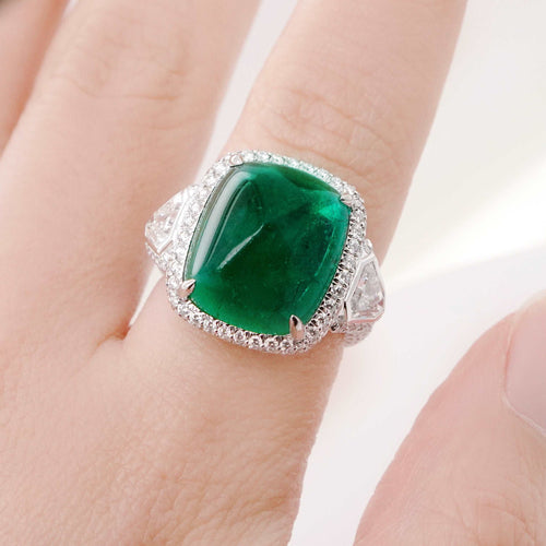 12.18 cts Emerald with Diamond Ring