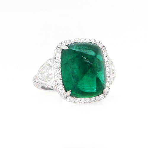  12.18 cts Emerald with Diamond Ring