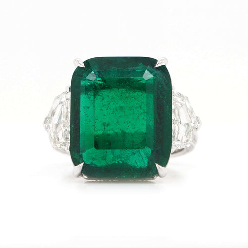14.07 cts  Emerald with Diamond Ring (ENQUIRE)