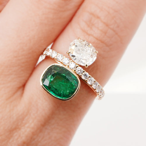 1.82 / 1.02 cts Emerald with Diamond Ring