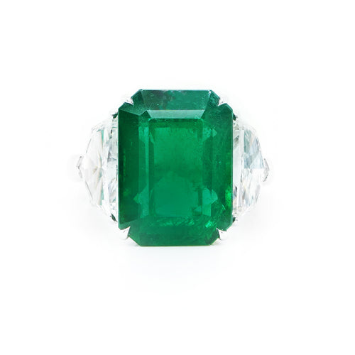 RE-24021-8.408 cts Octagon Emerald with Diamond Ring (ENQUIRE)