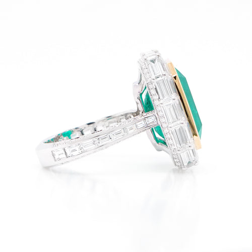 RE-24025-8.88 cts Colombian Emerald with Diamond Ring (ENQUIRE)