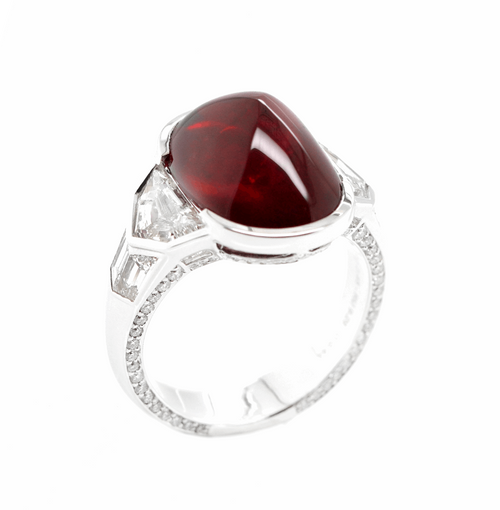 9.29 cts Unheated Ruby with Diamond Ring