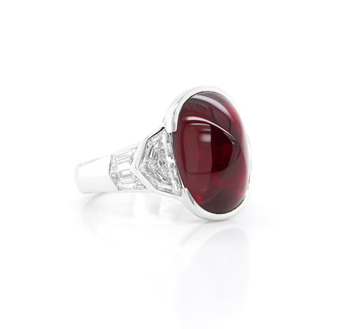  9.29 cts Unheated Ruby with Diamond Ring