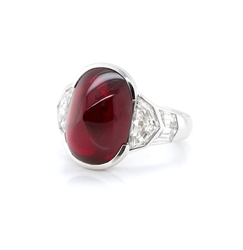  9.29 cts Unheated Ruby with Diamond Ring